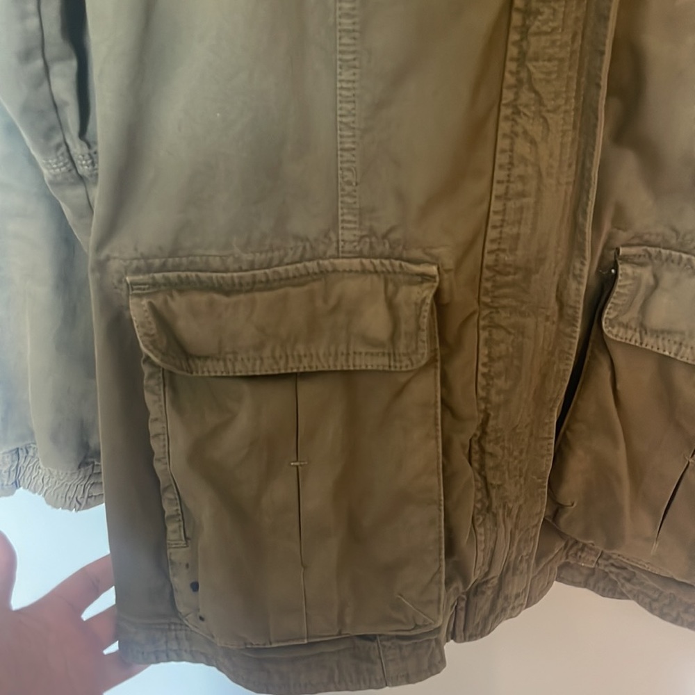 AMERICAN EAGLE OUTFITTERS WOMENS ARMY GREEN OUTDOOR JACKET HOOD - Picture 7 of 8